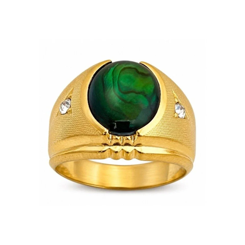 Vintage 1960s Clark & Coombs Abalone Ring Size 7 14KT Gold Plate - 14O
